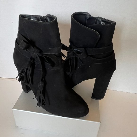 Justfab Landry Black Faux Suede Ankle Boots - Picture 6 of 6
